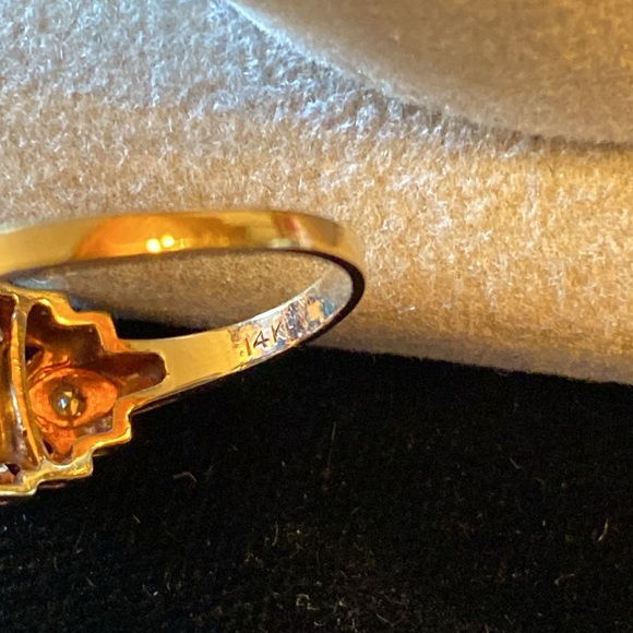 14K Blue Zircon Ring with Diamonds - Picture 6 of 7